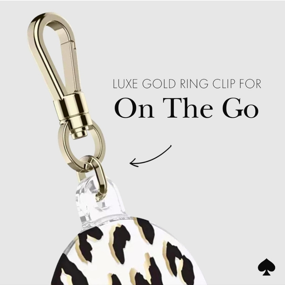 Kate Spade New York AirTag Holder with Gold Ring Clip - City Leopard - Picture 4 of 8